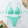 Nuevo Bikini de Dos Piezas de Color Sólido Femenino, Estilo Europeo y Americano, Fabricante Transfronterizo de Trajes de Baño