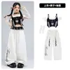 Conjunto de Baile de Jazz para Niñas Moda Blanco y Negro Disfraz de Baile para Niñas Jazz Hip-Hop Conjunto de Ropa de Calle de Moda para Niñas