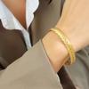 Europa y Estados Unidos no se desvanecen diseño abierto pulsera de trigo anillo de personalidad acero de titanio chapado en oro juego de joyas Z192-A150