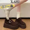 Sapatos Femininos com Salto Plataforma de 7cm para Aumentar a Altura, Sapatos Totalmente Cobertos de Couro Genuíno Estilo Birkenstock, Novos Mocassins Casuais Primavera/Verão 2026