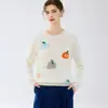 Nueva colección de otoño e invierno: suéter de cachemira pura para mujer, cuello redondo con forma de calabaza, capa interior cálida, top de punto casual y versátil