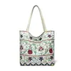 Bolsa de Lona Estampada de Gran Capacidad para Mujer, Estilo Nacional, Artística, Tacto de Alta Gama, Bolso de Hombro, Directo de Fábrica, en Stock