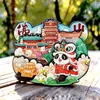 Ímã de Geladeira de Madeira Foshan Souvenir de Viagem Magnético Torre da Bandeira da Exposição Jardim Qinghui Check-In Presentes Culturais e Criativos Prontos para Venda