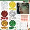 Maquillaje Facial de Venta Caliente Transfronterizo Navidad Halloween Gel con Lentejuelas Brillantes Diamante Set de Estilismo Fiesta de Baile Disfraz