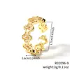 Moxi Niche Lujo Ligero para Mujer Gama Alta Colorido Trébol de Cuatro Hojas Microincrustado Circonita Anillo Abierto Joyería de Mano Venta al por Mayor