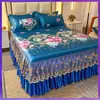 Esterilla de Verano, Esterilla de Seda de Hielo, Faldón de Cama, Juego de Tres Piezas, Esterilla Doble para el Hogar, Esterilla Lavable a Máquina para el Verano con Aire Acondicionado, Esterilla Suave, Cubre Cama
