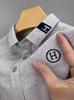 Camisa de Comércio Exterior Business Verão Masculina Manga Curta Bordada Lel Tamanho Grande Camisa Polo Tendência Cor Sólida Top Masculino