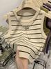 Traje de Verano para Mujer 2025 Nuevo Elegante Camisa Slim Chaleco Rayado con Diseño de Tirantes para Personas Pequeñas