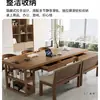 Escritorio Librero Grande de Madera Maciza Mesa Larga con Cajones para Retirar la Sala de Estar Mesa de Estudio para el Hogar Mesa de Comedor Banco de Trabajo Estilo Chino
