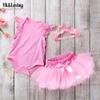 Conjunto de tres piezas de ropa sin mangas para bebé niña de 0 a 2 años, falda y pantalones de malla, venta directa de fábrica, verano 2024