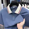 Nova camisa polo masculina de verão com gola de lapela, mangas curtas, respirável, estilo casual de negócios, adequada para homens de meia-idade e jovens, versátil para o trabalho