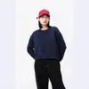 Nueva Versión de Moda de Sudadera de Mujer de Color Sólido con Cuello Redondo y Ombligo Descubierto al por Mayor con Estampado Chaqueta de Otoño Estampado Personalizado para Mujer