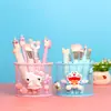 Hola kt soporte para bolígrafos de gato lindos adornos metálicos de gatito escritorio kiti gato almacenamiento de artículos varios cubo de bolígrafos hello kitty