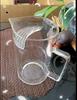 Copo de vidro de alto borosilicato resistente a altas temperaturas, filtro crescente, xícara de chá verde integrada, filtro curvo, alça de madeira, macho
