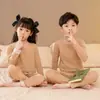 Ropa de Otoño para Niños, Pantalones de Otoño, Conjunto de Ropa Interior de Cuello Medio para Niños y Niñas, Suéter de Algodón de Terciopelo Doble Cara, Conjunto de Pijama, Invierno
