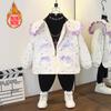 Procesamiento y Personalización de Abrigos de Algodón Engrosado para Bebés de 2 a 8 Años Nuevo Estilo 2025 Abrigo para Niñas con Cuello Marino Estampado Completo Lazo de Moda