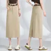 Saia casual reta de comprimento médio estilo coreano, outono 2026, cintura alta, nova, estilosa, que cobre o quadril, saia jeans