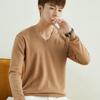 Venta al por mayor de suéter de cuello en V y cuello redondo para hombre, estilo simple, color sólido, suéter de negocios, venta al por mayor