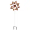 Estaca de chão para cata-vento de ferro retrô para exterior, cata-vento de metal rotativo de dupla face, ornamento decorativo para jardim, pátio e gramado