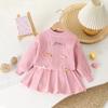 Vestido de suéter para niños, otoño e invierno, nuevo, de comercio exterior, estilo occidental, tejido de dos piezas, estilo coreano, vestido de suéter a cuadros grande