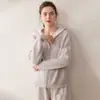Nuevo cárdigan con capucha de cachemira pura para mujer Otoño e Invierno Grueso Holgado Aspecto Adelgazante Chaqueta de doble cremallera Tejido de punto de manga larga Versátil