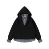 Ropa de Hombre Beijie Otoño 2026 Nuevo Sudadera con Capucha de Retazos a Cuadros Falso Dos Piezas Unisex Suelta Pullover