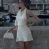 Comercio Exterior Ropa Europea y Americana 2025 Nuevo Vestido Satinado con Drapeado Sexy Sexy Espalda Descubierta Halter con Cordones Falda Línea A