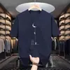 Transfronteiriço Aliexpress 2025 Novo Transfronteiriço Amazon Masculina e Feminina Estampa Pouso na Lua Camiseta Casual de Algodão