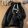 Sudadera con capucha de forro polar pesada estilo americano de gran tamaño para hombre, sudadera con capucha versátil de corte holgado de moda para otoño e invierno, chaqueta de pareja