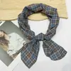 Bufanda Triángulo de Algodón Delgado Estilo College Cuadros Británicos Coloridos Estilo Coreano Versátil Decorativa Artística para Mujer Estilo de Moda