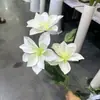 Arranjo de Flores Decorativo Artificial de Lótus Diamante e Clematis com 3 Cabeças para Corredor de Casamento Flores Artificiais Display de Janela de Hotel Flores de Seda