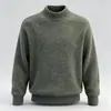 Suéter de Lã de Visão de Outono/Inverno 2026 para Homens, Gola Alta Meia, Espessado e Quente, Camiseta Básica de Malha Solta para Outono/Inverno