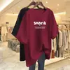 Camiseta de Manga Corta Estilo Nuevo Comercio Exterior 2026 para Mujer, Holgada Talla Grande, Adelgazante, Cubre Vientre, Top Estampado de Media Manga