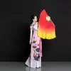 Abanico de Danza Yangge, Abanico de Baile para Adultos, Abanico Cuadrado Estilo Chino Amarillo y Rojo de Jiaozhou, Abanico de Gama Alta