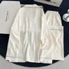 Pijama para mujer al por mayor transfronterizo, estilo fino para primavera y otoño, algodón nube, lunares, manga larga, pantalón largo, conjunto holgado dulce para casa
