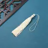 Colgante de borla con cuentas blancas y cordón de 12 cm Nudo chino Accesorio para solapa de ropa Adorno colgante para interior de coche Colgante de borla