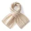 Cachecol de Cashmere 100% Puro Estilo Simples Outono e Inverno para Mulheres Tricô de Trança Proteção Quente para o Pescoço Cruzado Gola Falsa