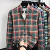 Camisa Xadrez Clássica 100% Algodão Puro de Manga Longa para Homens Jovens e de Meia-Idade, Camisa de Outono Escovada, Camisa Masculina Não Amassa