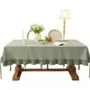 Mantel de cuadros de algodón puro engrosado con volantes de color liso, forma rectangular, superventas de Amazon, mantel de tacto de lujo ligero y de alta gama