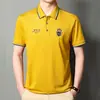Camiseta de Negocios de Manga Corta para Hombre con Cuello de Solapa Bordado Top Camisa Polo para Hombre Camisa Casual con Cuello de Manga Corta para Hombre