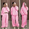 Conjunto Esportivo Casual Kz Primavera e Outono Estilo Coreano Estudante Moletom com Capuz Solto e Calça Jogger Conjunto de Duas Peças Inverno