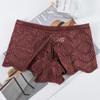 Roupa íntima sexy transfronteiriça feminina charmosa de renda quente transparente cintura baixa algodão entrepernas shorts de senhora cabeça
