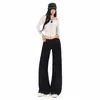 Jeans flares de cintura baixa em denim cru estilo americano para mulheres, novas calças largas de corte solto da moda
