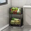 Estante de Almacenamiento para Cocina de Pie Multifuncional Gran Capacidad Estante de Almacenamiento para Frutas y Verduras Multicapa Móvil Carrito Pequeño Cesta para Verduras