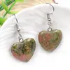 Brinco pingente de cristal natural transfronteiriço Amor brincos de ágata em forma de coração moda para o dia a dia joias fofas estilo coração