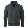 2026 Nuevo Suéter de Punto con Cremallera y Cuello Alto Forrado de Forro Polar para Hombre Otoño/Invierno Transfronterizo Talla Grande Moda Casual Chaqueta Cardigan