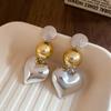 Pendientes de plata con forma de corazón, redondos y con forma de corazón, de estilo europeo y americano, con diseño de moda para mujer, de lujo ligero y de alta gama.