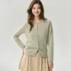 Chaqueta Simple de Estilo Coreano Nueva Otoño 2026 con Dobladillo Enrollado, Cuello Redondo, Abrigo Suéter de Punto Holgado Versátil