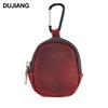 Billetera pequeña de cuero genuino, Monedero de cuero Crazy Horse, Bolsa multifuncional para guardar monedas y audífonos, Bolsa colgante pequeña de cuero Crazy Horse
