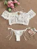 Traje Transparente de Lunares y Flores Dulces Transfronterizo Pijama Sexy con Tirantes Empalmados Conjunto de Top y Shorts